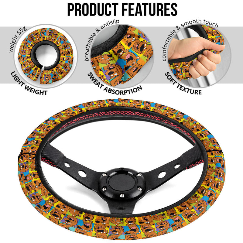 Scooby Doo Head Funny Premium Car Steering Wheel Cover Nearkii