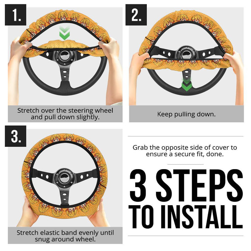 Agatsuma Zenitsu Demon Slayer Anime Car Steering Wheel Cover 8 Nearkii