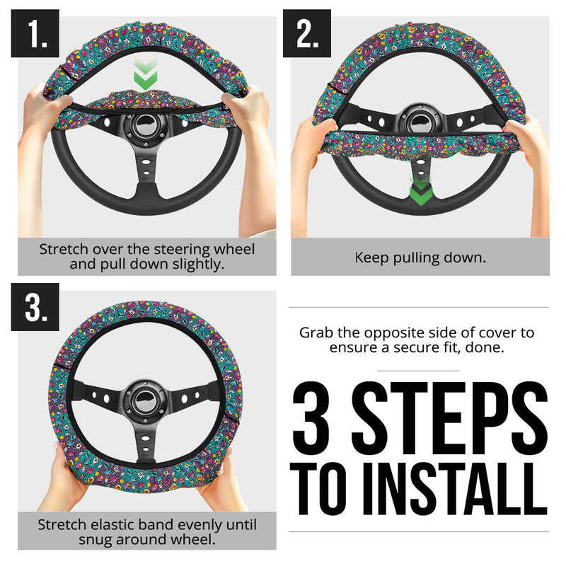 Funny Monters Premium Car Steering Wheel Cover Nearkii