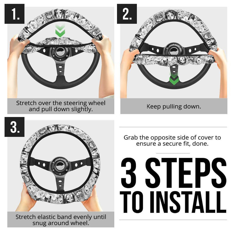 Ahegao Anime Girl Premium Custom Car Steering Wheel Cover Nearkii