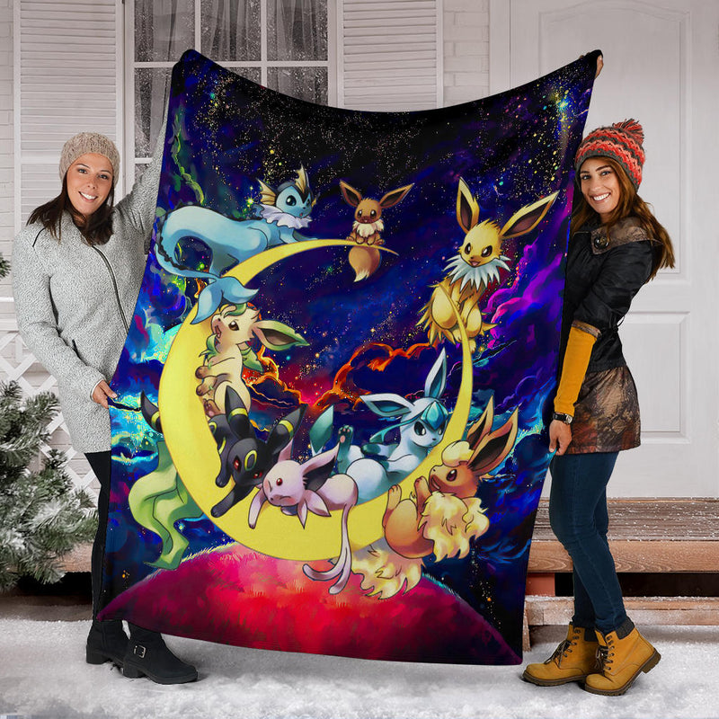 Eevee Evolution Pokemon Family Love You To The Moon Galaxy Premium Blanket Nearkii