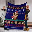 Owl Cute Blue Christmas Blanket Amazing Gift Idea Nearkii