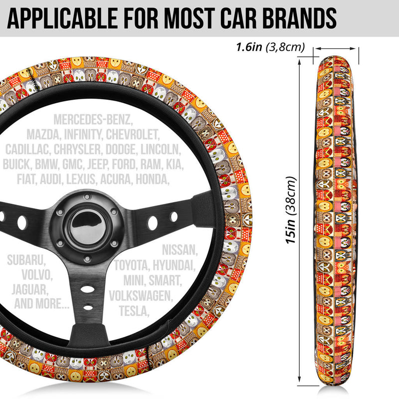 Owl Head Funny Premium Car Steering Wheel Cover Nearkii