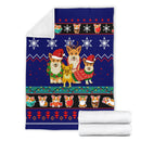 Blue Corgi Christmas Blanket Amazing Gift Idea Nearkii