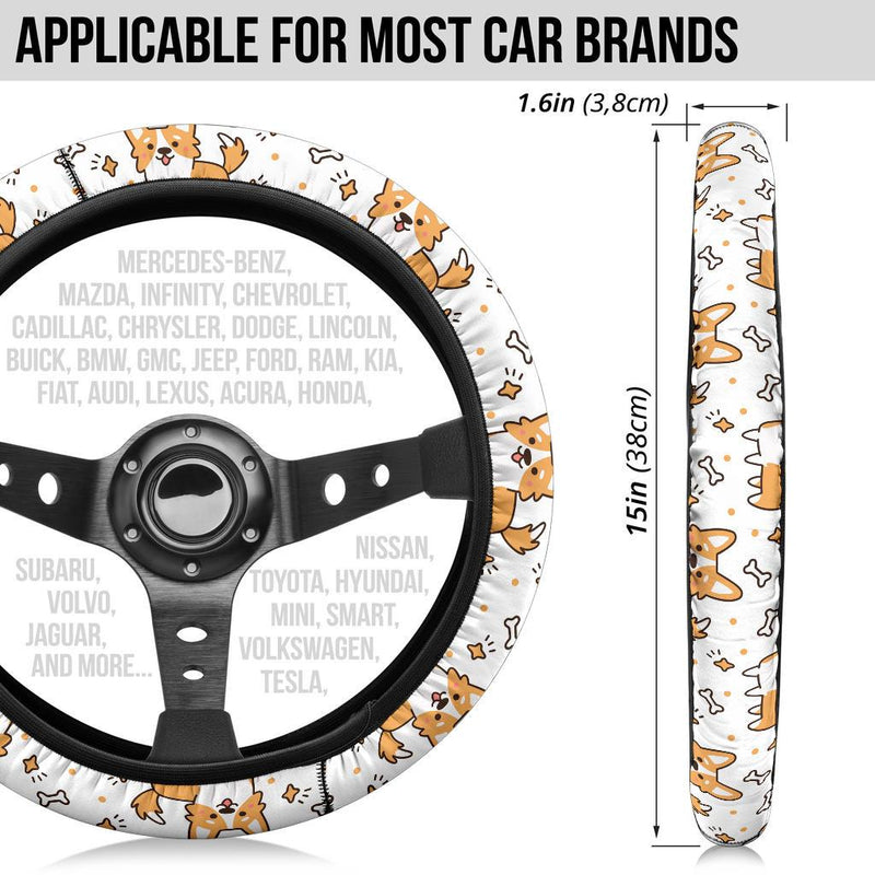 Corgi Cute Partern Premium Car Steering Wheel Cover Nearkii