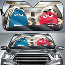 Funny M&M Chocolate Blue Red Driving Car Auto Sunshade Nearkii