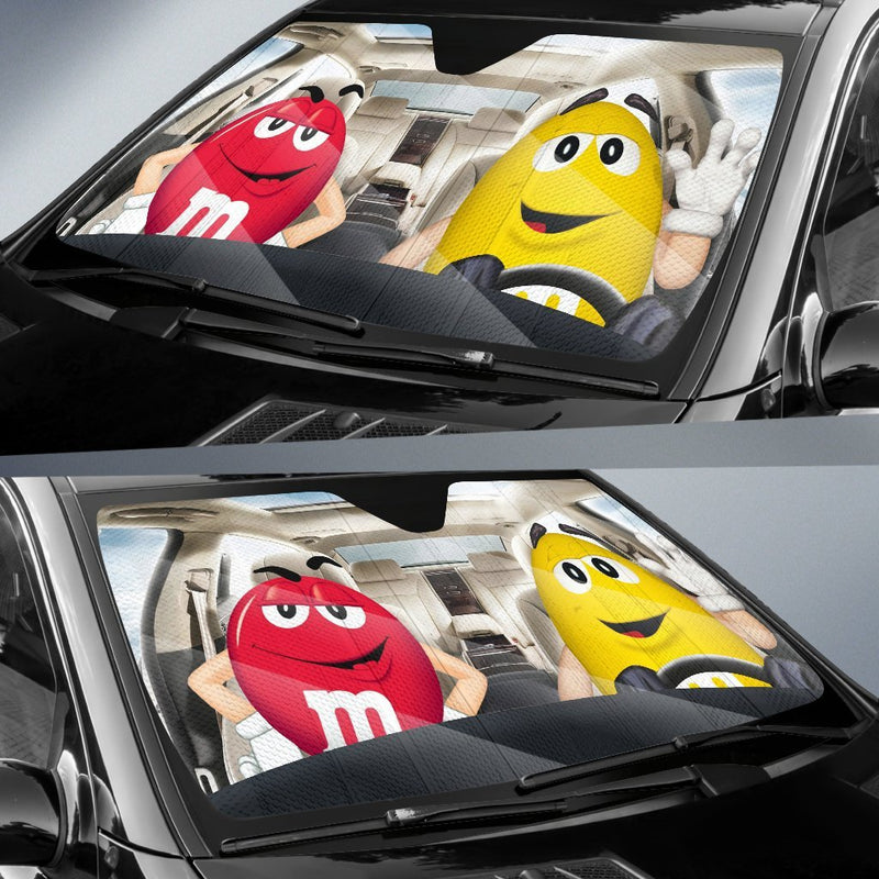 Funny M&M Chocolate Red Yellow Driving Car Auto Sunshade Nearkii