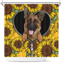 German Shepherd Sunflower Zipper Shower Curtain Nearkii