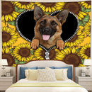 German Shepherd Sunflower Zipper Tapestry Room Decor Nearkii
