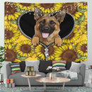 German Shepherd Sunflower Zipper Tapestry Room Decor Nearkii
