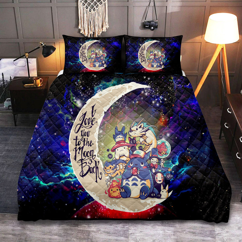 Ghibli Character Love You To The Moon Galaxy Quilt Bed Sets Nearkii