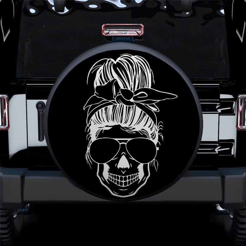 Girl Skull Black Car Spare Tire Cover
