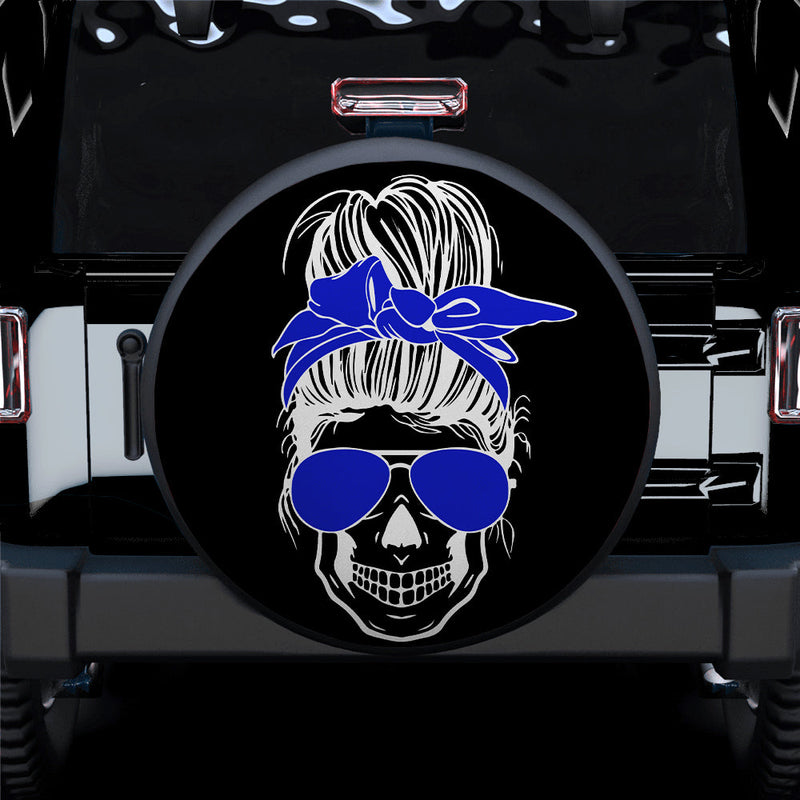 Girl Skull Blue Car Spare Tire Cover