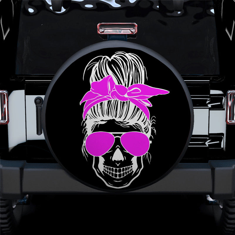 Girl Skull Pink Car Spare Tire Cover