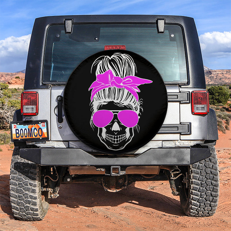 Girl Skull Pink Car Spare Tire Cover