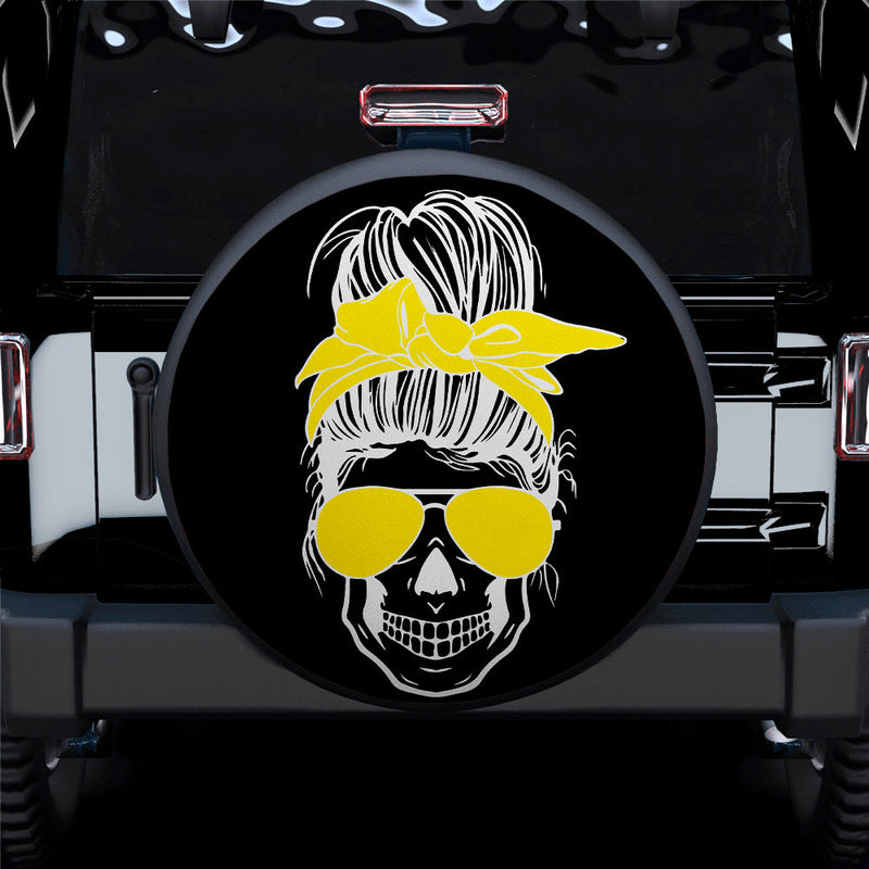 Girl Skull Yellow Car Spare Tire Cover