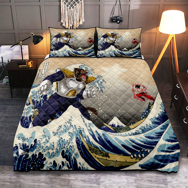 Goku Vs Vegeta Dragon Ball Anime The Great Wave Quilt Bed Sets