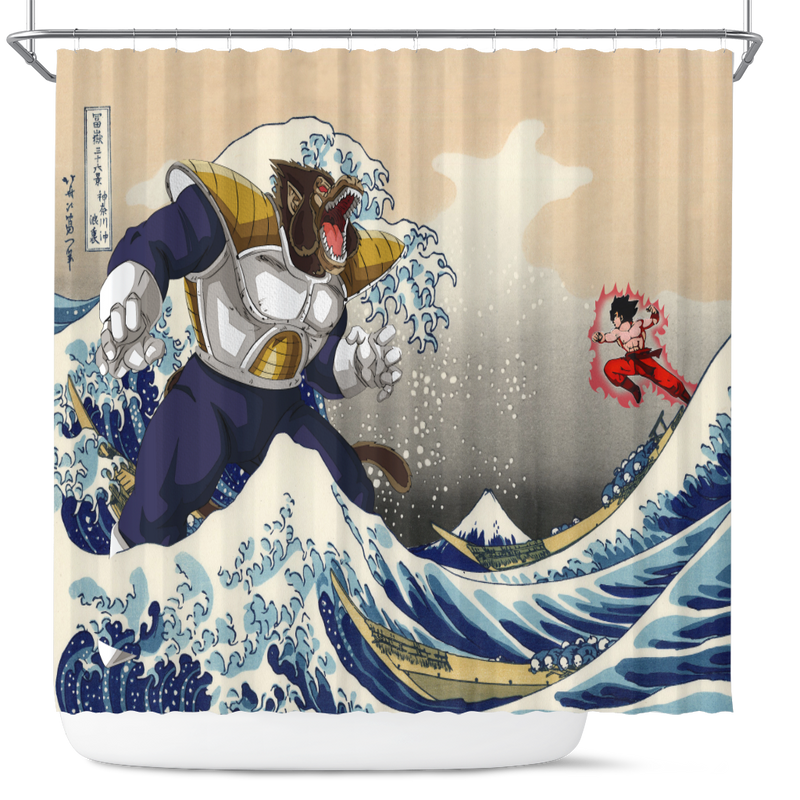 Goku Vs Vegeta The Great Wave Japan Anime Dragon Ball Shower Curtain