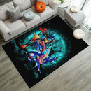 Greninja Satoshi And Mega Lucario Pokemon Funny Anime Moonlight Halloween Rug Carpet Rug Home Room Decor Nearkii