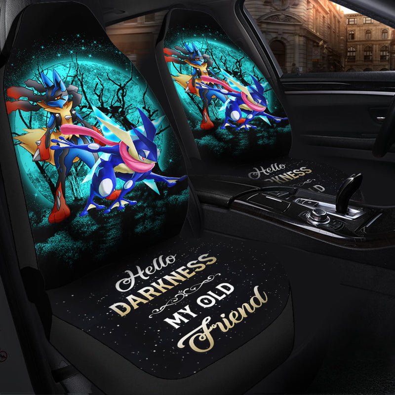 Greninja Satoshi And Mega Lucario Pokemon Moonlight Halloween Anime Ride Jeep Premium Custom Car Seat Covers Decor Protectors Nearkii