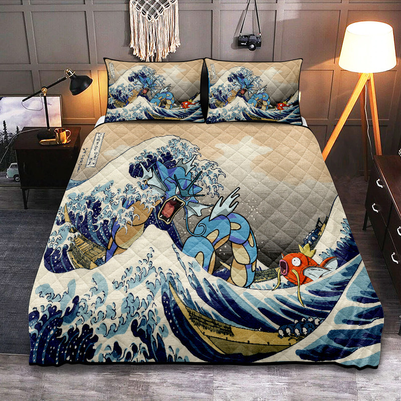 Gyarados Magikarp Pokemon The Great Wave Quilt Bed Sets