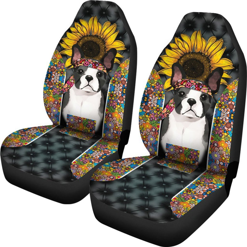 Hippie Boston Terrier Premium Custom Car Premium Custom Car Seat Covers Decor Protectors Decor Protector Nearkii