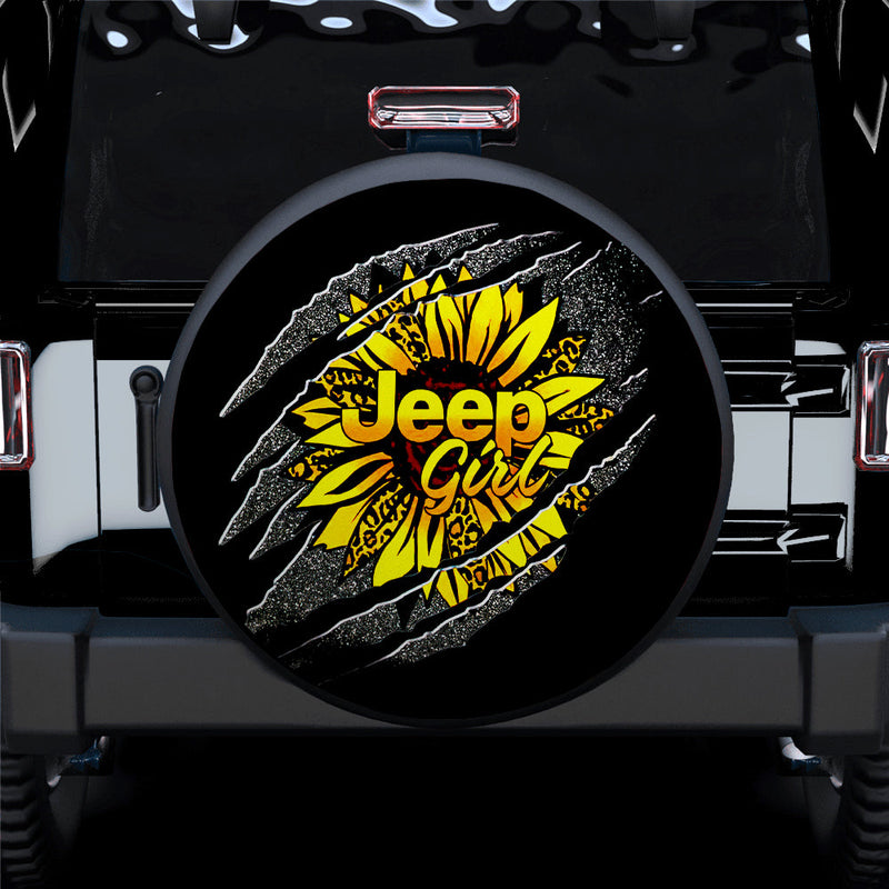 Jeep Girl Sunflower Car Spare Tire Cover