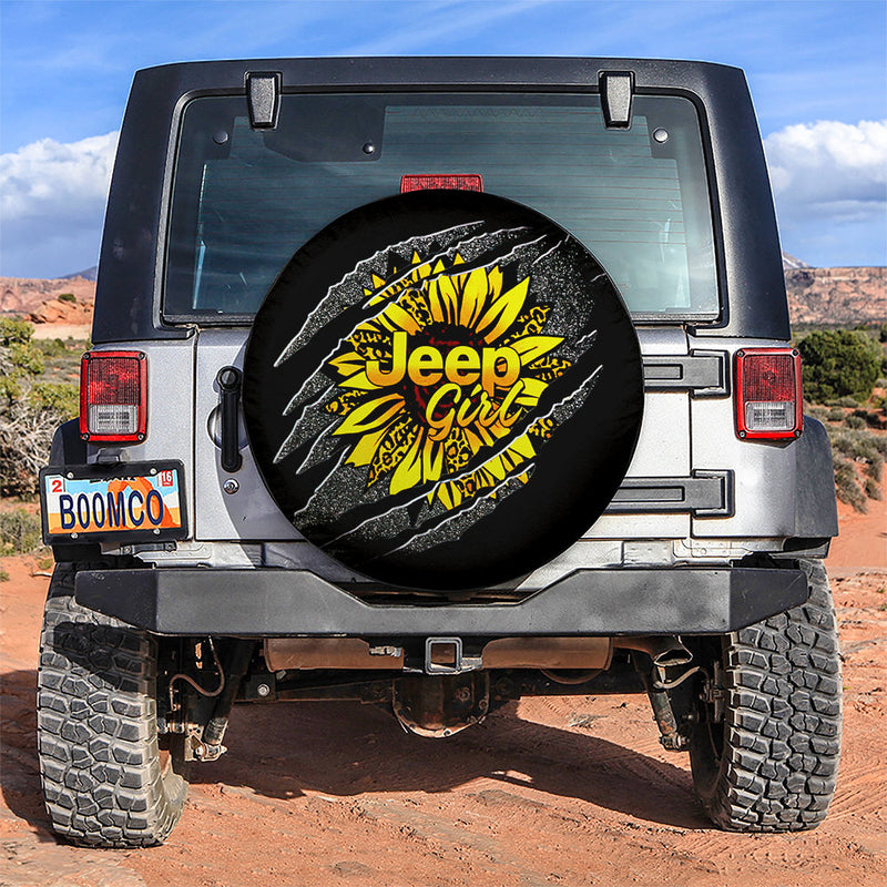 Jeep Girl Sunflower Car Spare Tire Cover