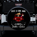 Just A Girl Who Love Jeep & Cat Car Spare Tire Covers Gift For Campers Nearkii