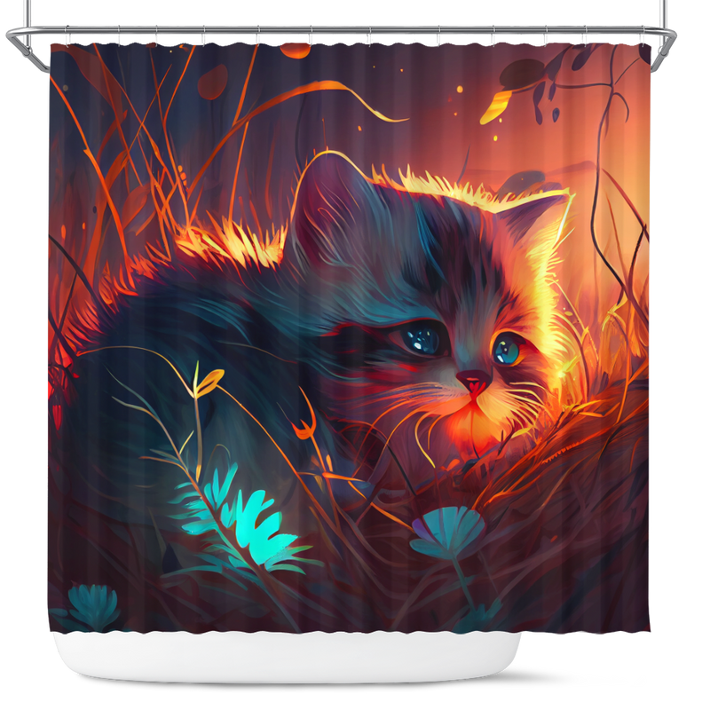 Kitten Bedded Down In The Grass Shower Curtain