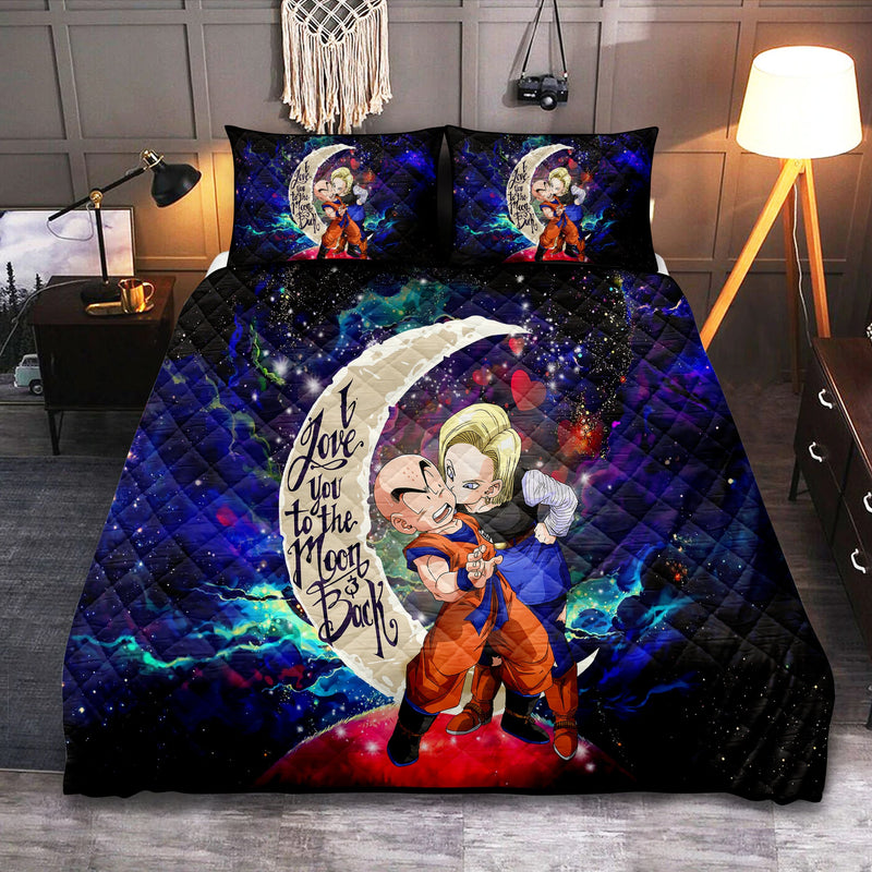 Krillin And Android 18 Dragon Ball Love You To The Moon Galaxy Quilt Bed Sets Nearkii