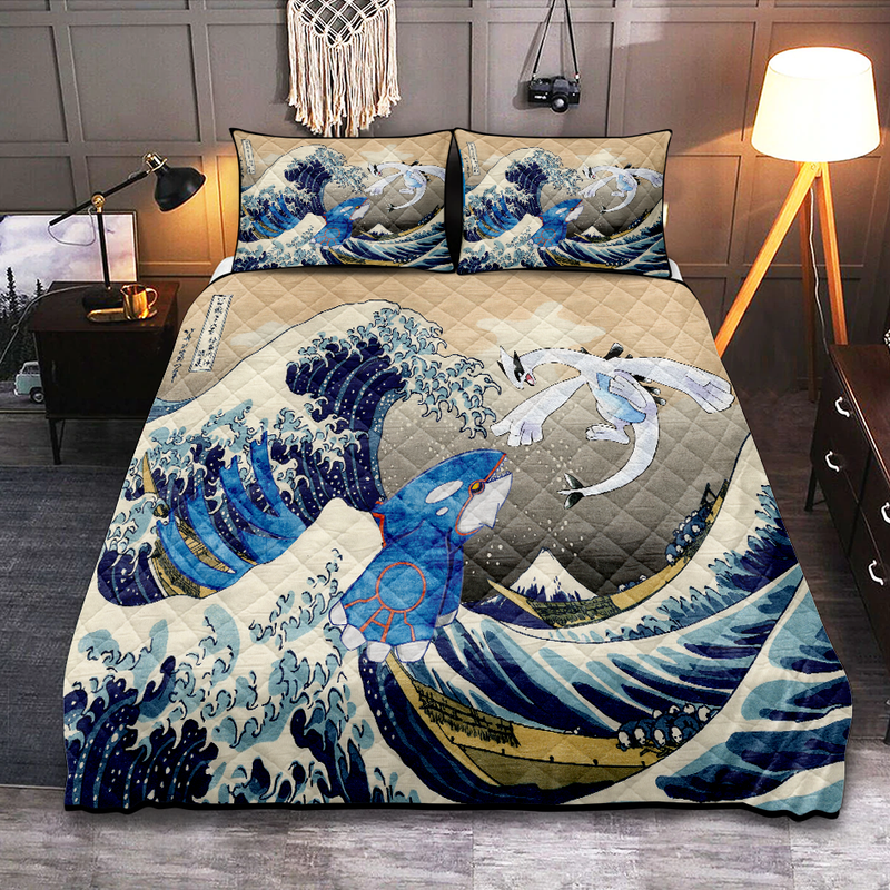 Lugia Vs Kyogre Pokemon The Great Wave Quilt Bed Sets