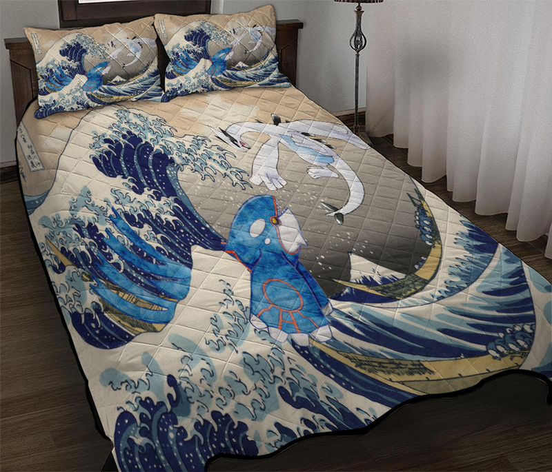 Lugia Vs Kyogre Pokemon The Great Wave Quilt Bed Sets