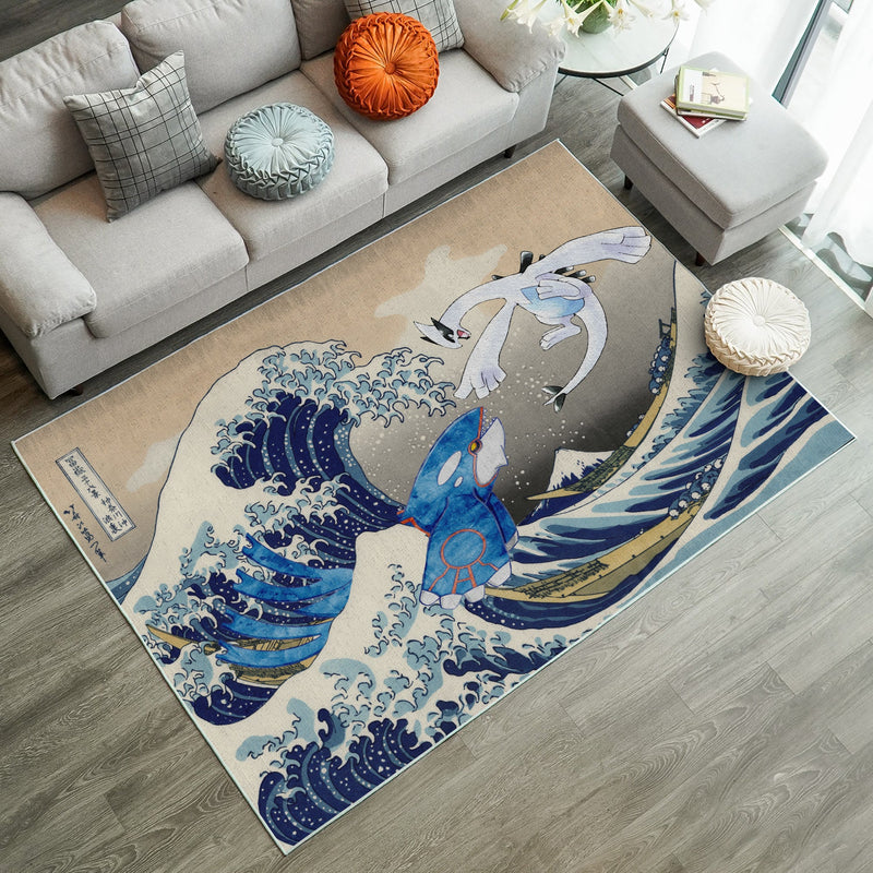 Lugia Vs Kyogre The Great Wave Japan Pokemon Carpet Rug Home Room Decor
