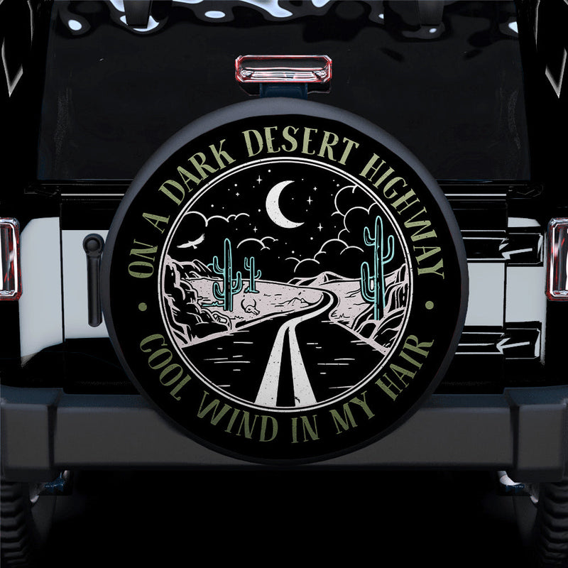 On A Dark Desert Highway White Jeep Car Spare Tire Covers Gift For Campers Nearkii