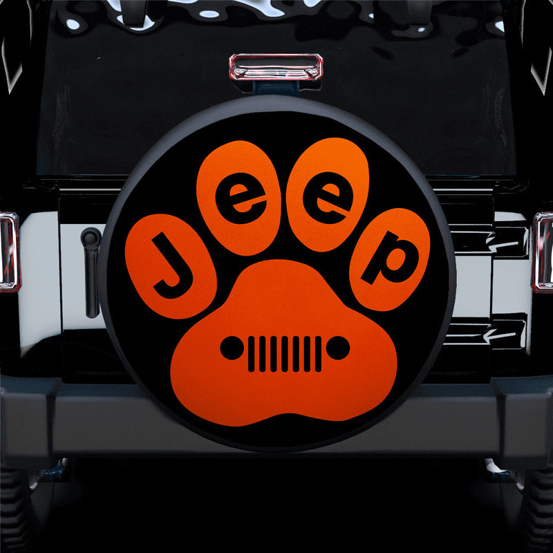 Orange Jeep Paw Car Spare Tire Cover