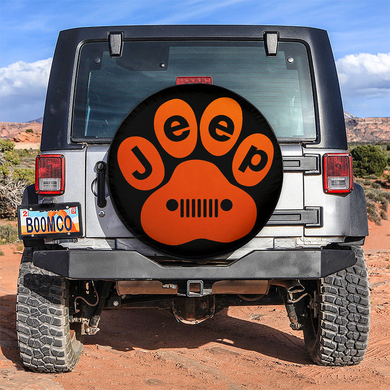 Orange Jeep Paw Car Spare Tire Cover