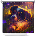 Puppy Bedded Down In The Grass Shower Curtain