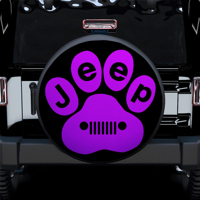 Purple Jeep Paw Car Spare Tire Cover