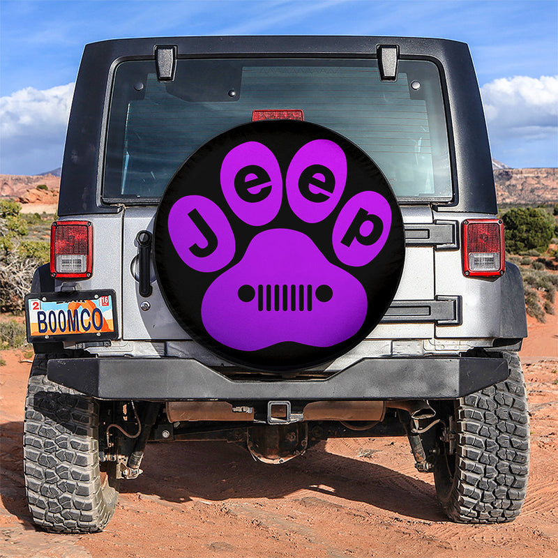 Purple Jeep Paw Car Spare Tire Cover