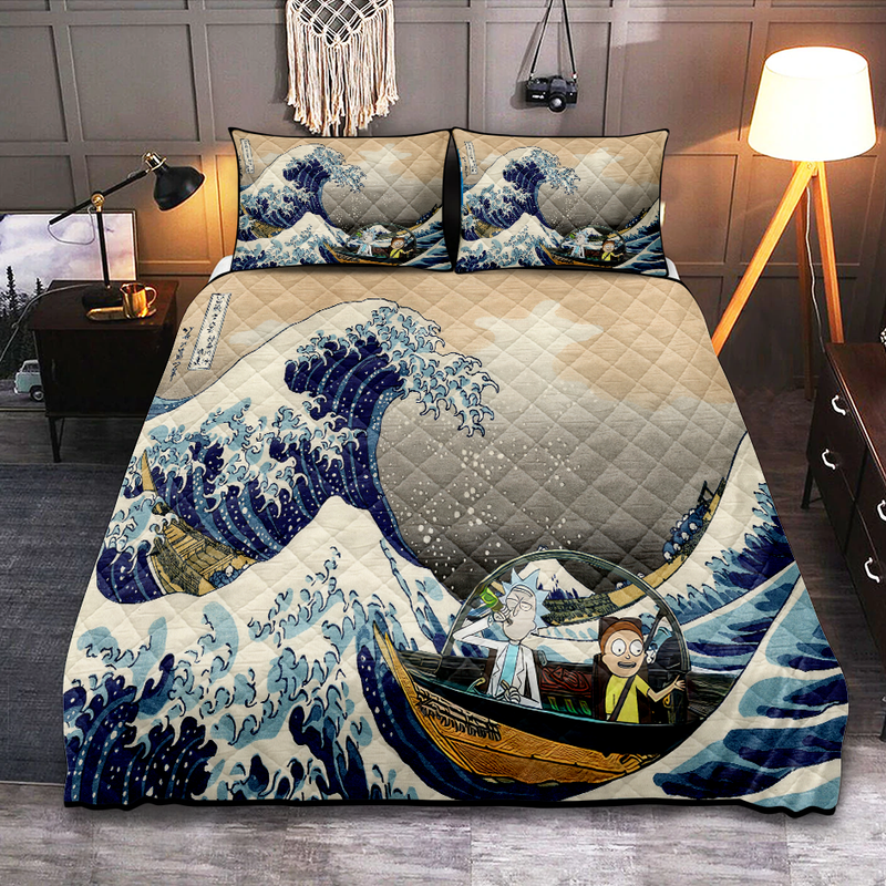 Rick And Morty The Great Wave Quilt Bed Sets