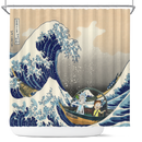 Rick And Morty The Great Wave Japan Shower Curtain