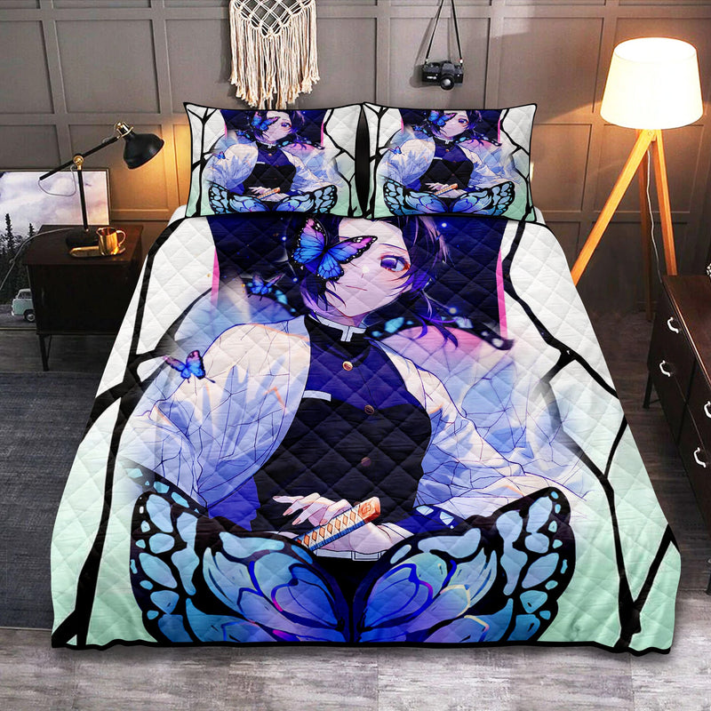 Shinobu Sky Demon Slayer Butterfly Anime Quilt Bed Sets Nearkii