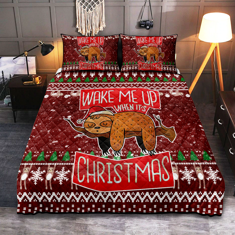 Sloth Christmas Red Quilt Bed Sets Nearkii