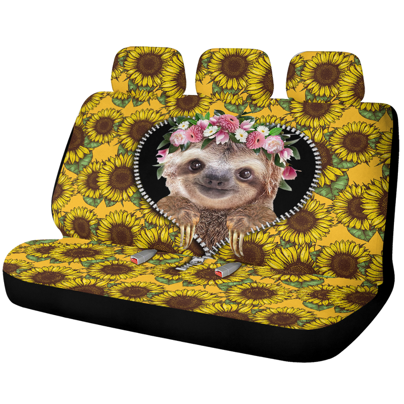 Sloth Zipper Sunflower Car Back Seat Covers Decor Protectors Nearkii