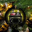 Spy x Family Yor And Anya Ride Jeep Moonlight Halloween Funny Mica Circle Ornament Perfect Gift For Holiday Nearkii
