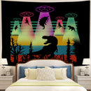T-rex Dinosaur UFO Aliens Tapestry Room Decor Nearkii
