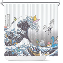 The Great Wave Pokemon Christmas Shower Curtain Nearkii