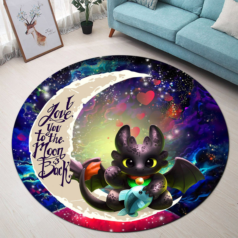 Toothless Throw Rugs Toothless With Fish Love You To The Moon Galaxy Round Rug