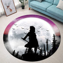Uchiha Sasuke Naruto Moon Night Round Carpet Rug Bedroom Livingroom Home Decor Nearkii